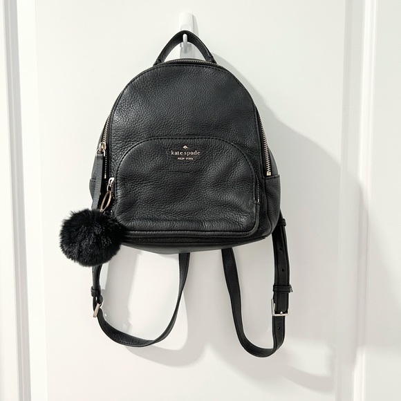 Kate Spade Black Leather Women's Mini Backpack - Picture 1 of 15